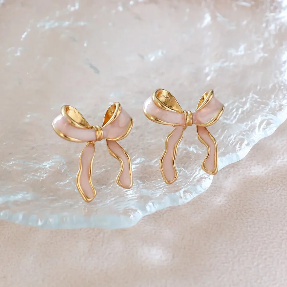 1-Pair-Princess-Cute-Bow-Knot-Alloy-Ear-Studs-display-picture-1